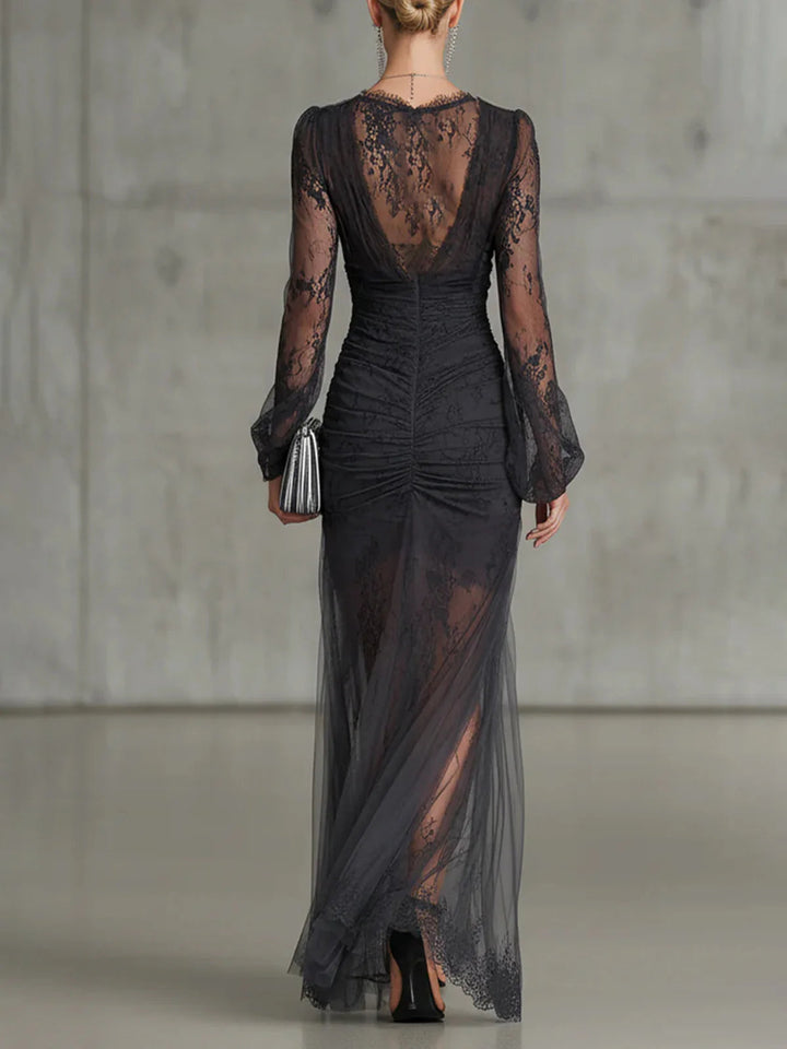 Diana | Lace Ruched Sheer Maxi Dress for Women