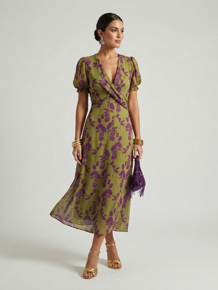 Virel Relaxed Tummy-Skimming Floral Midi Dress - image 1