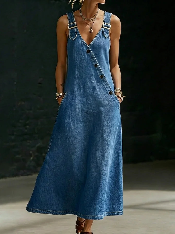Vera | Long Button-Front Denim Dress