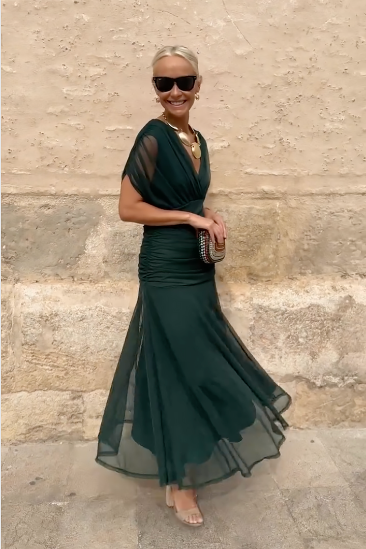 Emelia™ Elegant V-Neck Maxi Dress