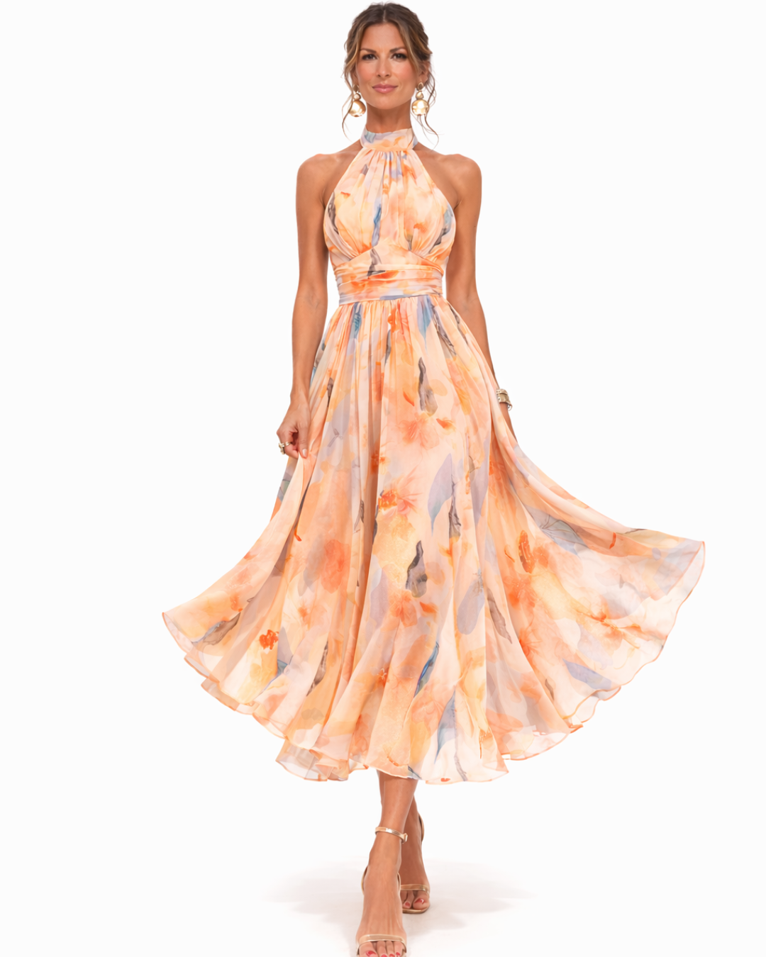 Luciana™ Watercolor Halter Maxi Dress
