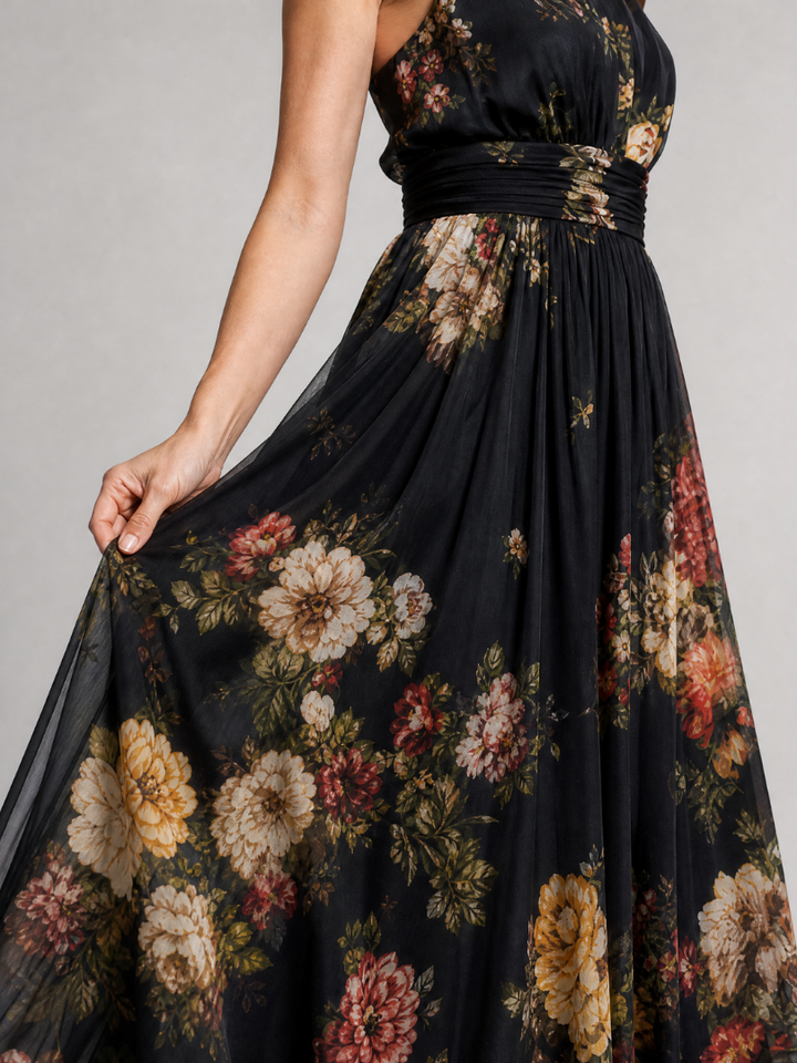 Sienne | Floral Halter Neck Midi Dress for Women