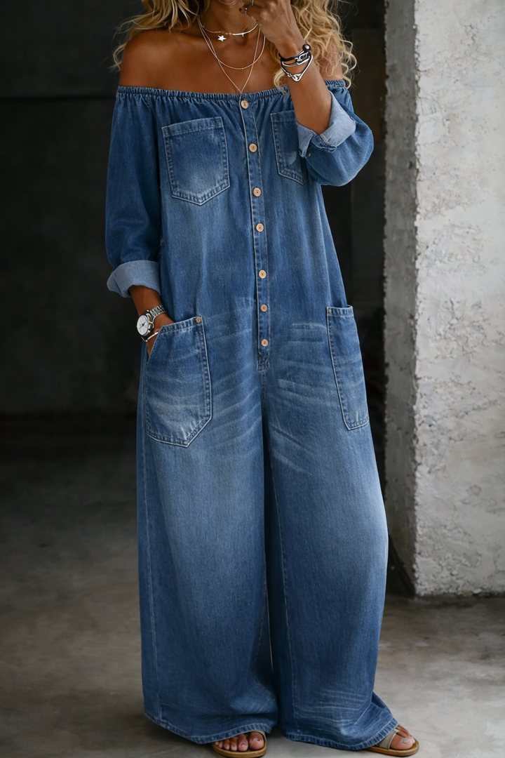 Elena | Off-the-Shoulder Long-Sleeve Jumpsuit