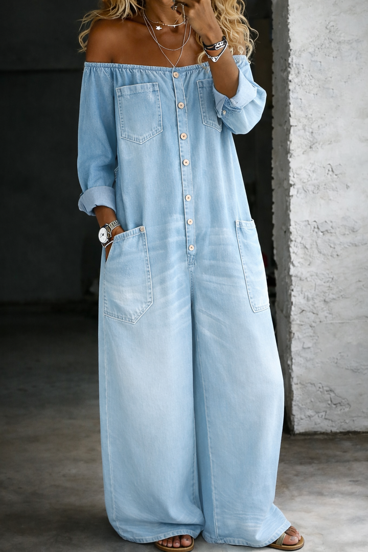 Elena | Off-the-Shoulder Long-Sleeve Jumpsuit