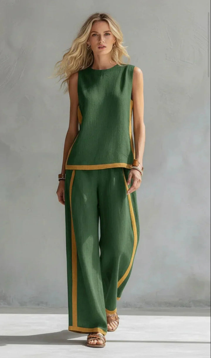 Ursula – Smart-Casual Vest and Pants Set with Two-Tone Trim