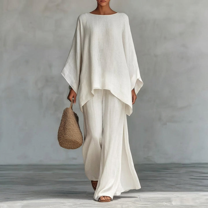 Christine | Long-Sleeve Two-Piece Set with Wide-Leg Pants