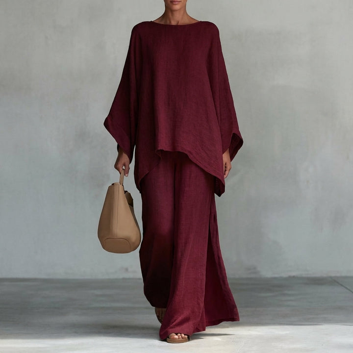 Christine | Long-Sleeve Two-Piece Set with Wide-Leg Pants