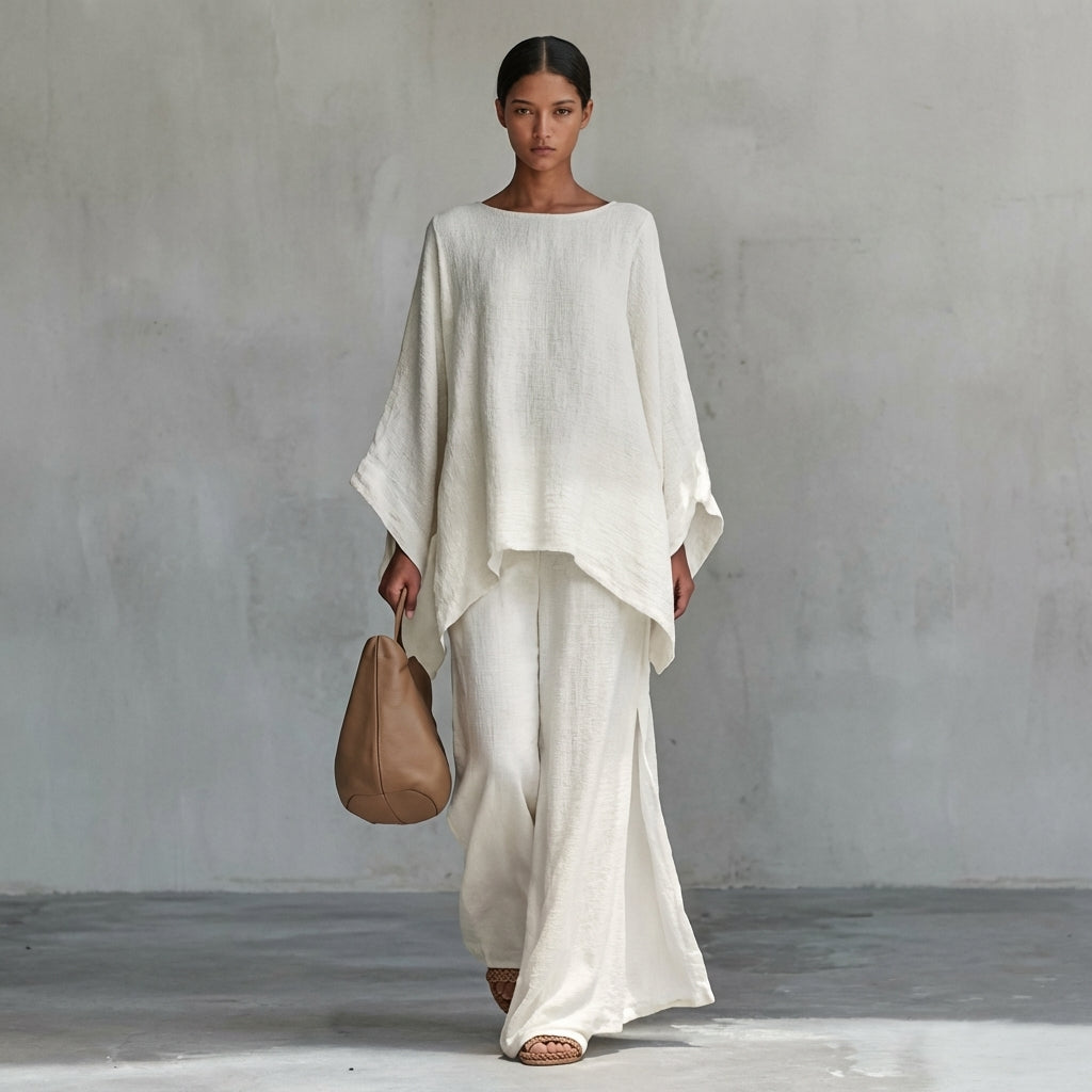 Christine | Long-Sleeve Two-Piece Set with Wide-Leg Pants