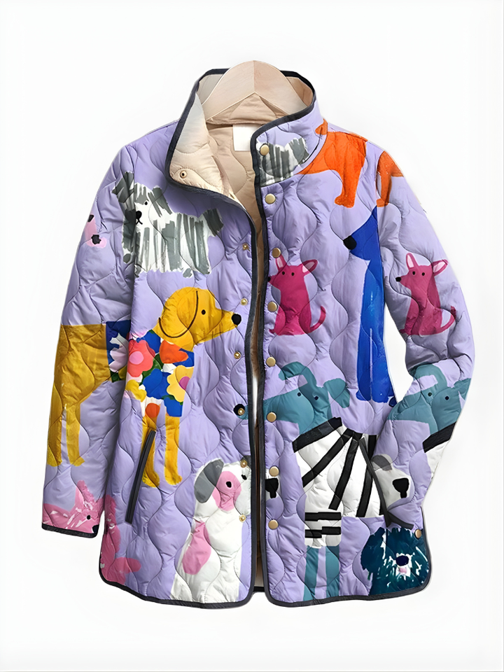 RAVEN™ | Casual Quilted Jacket with Dog Print