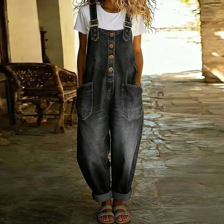 Mae | Vintage Cotton Denim Overalls with Adjustable Straps