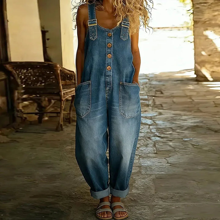 Mae | Vintage Cotton Denim Overalls with Adjustable Straps