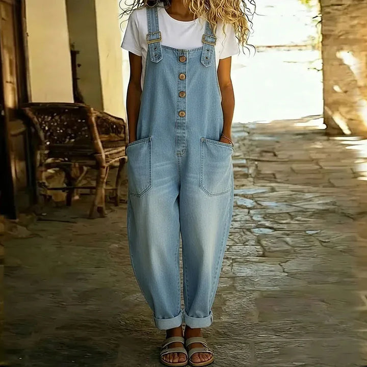 Mae | Vintage Cotton Denim Overalls with Adjustable Straps