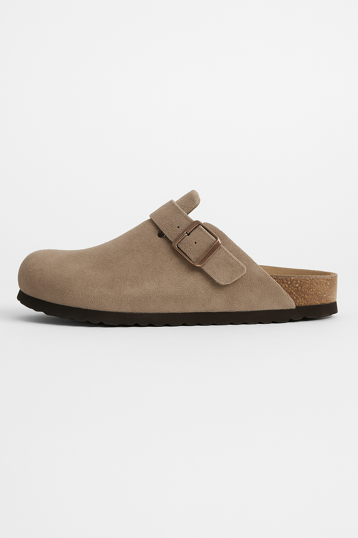 Aria | Suede Clogs with Cork Footbed