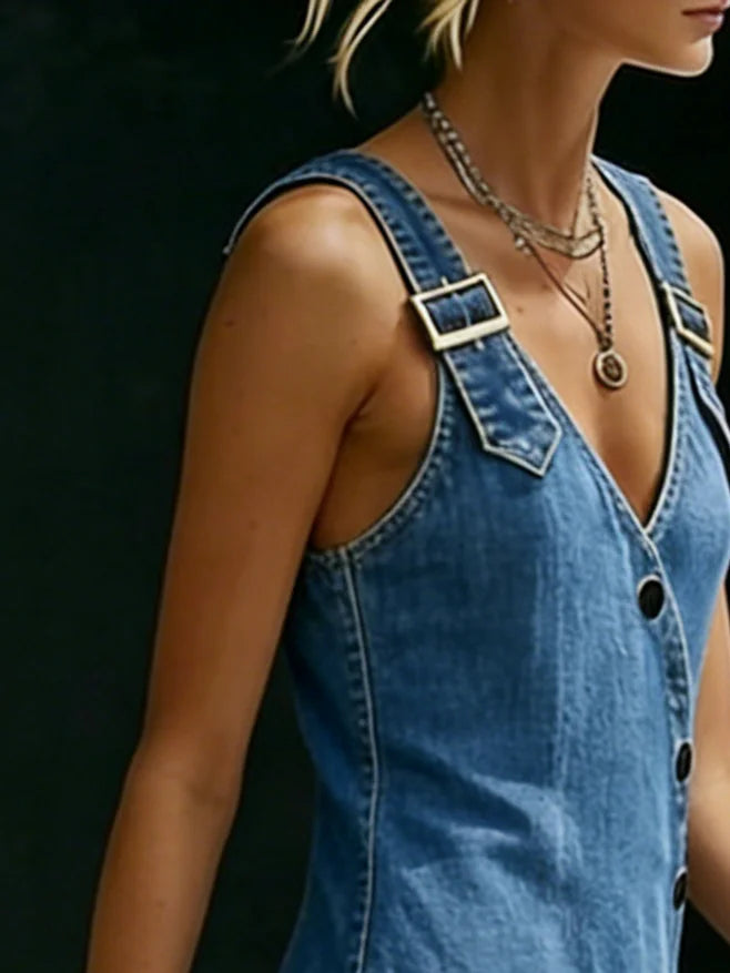Vera | Long Button-Front Denim Dress