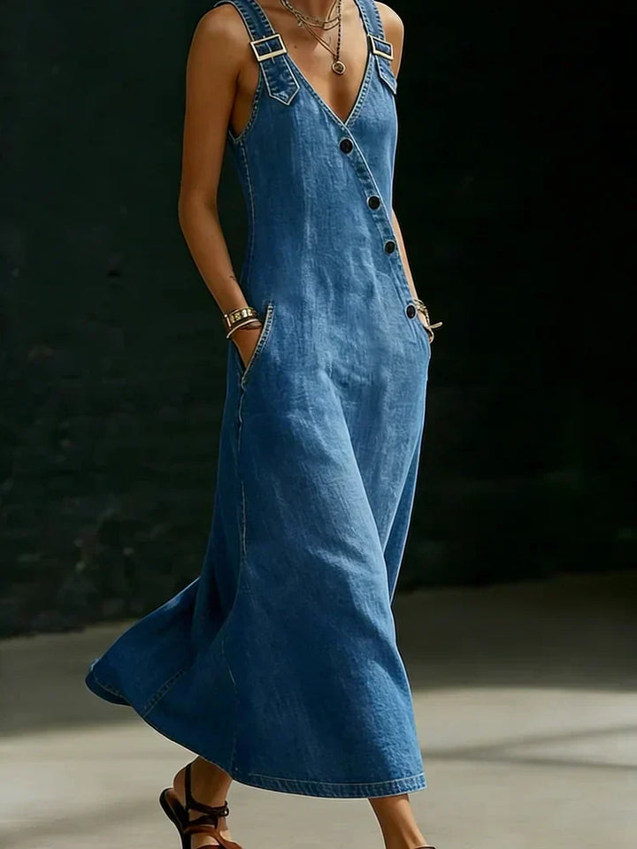 Vera | Long Button-Front Denim Dress