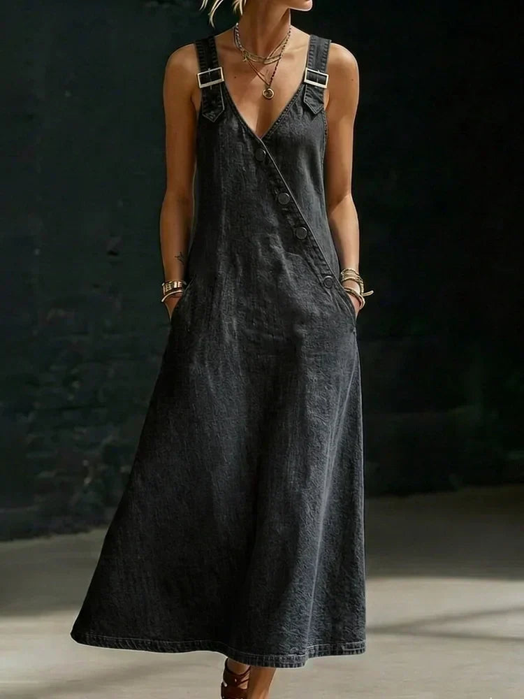 Vera | Long Button-Front Denim Dress