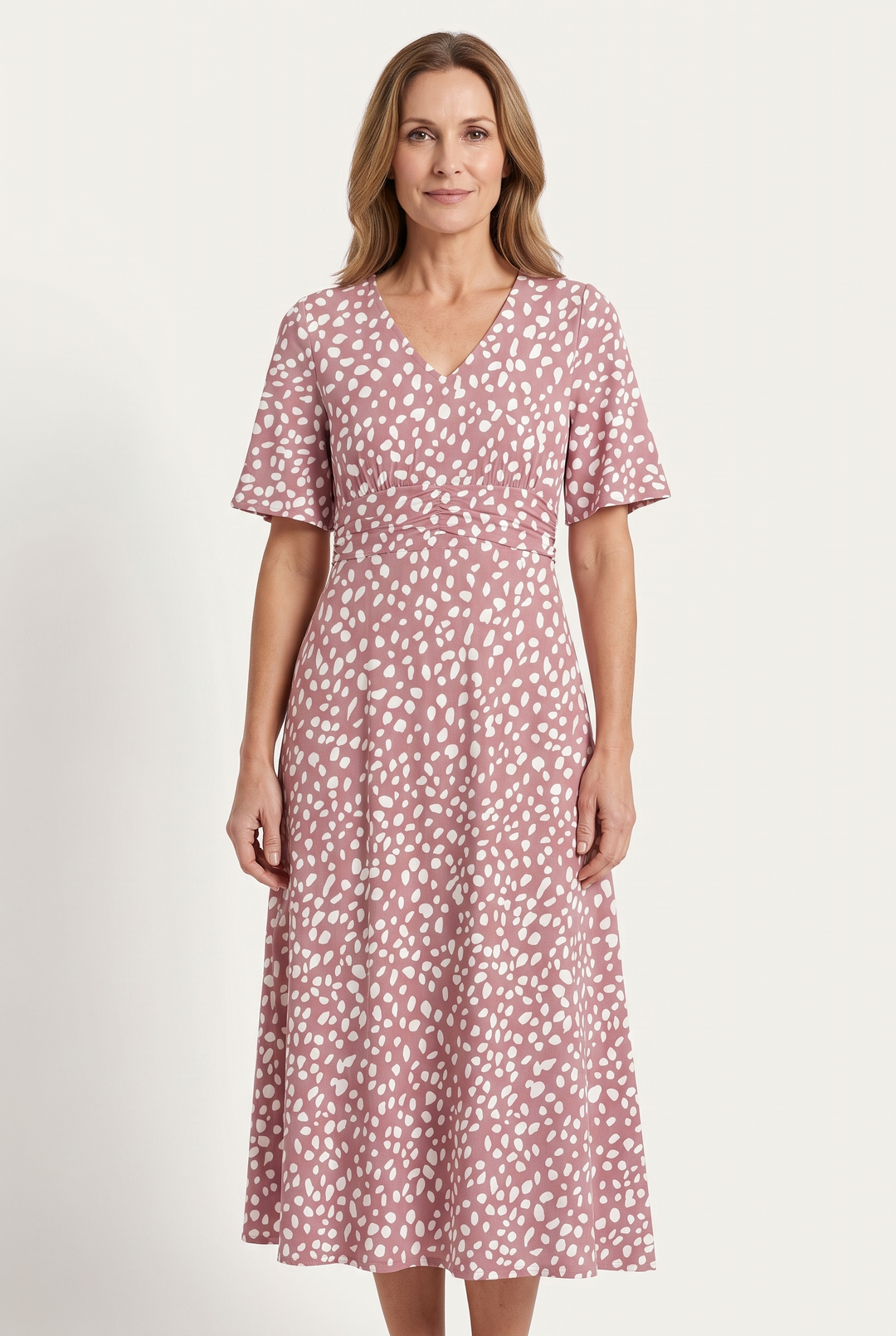 Romy Tummy-Skimming Spot Midi Dress - image 2