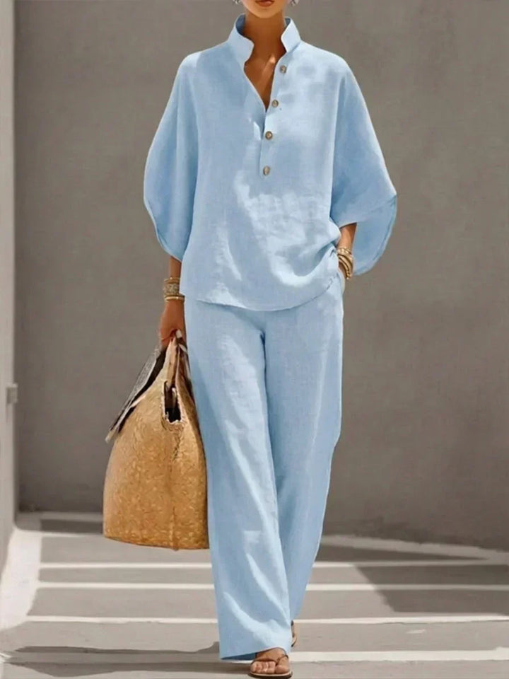 Maribel | Batwing Sleeve Set with Wide-Leg Pants