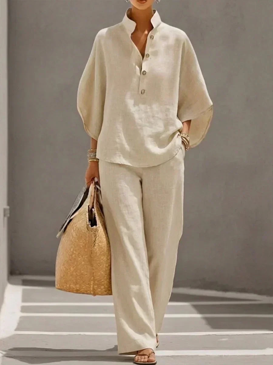 Maribel | Batwing Sleeve Set with Wide-Leg Pants