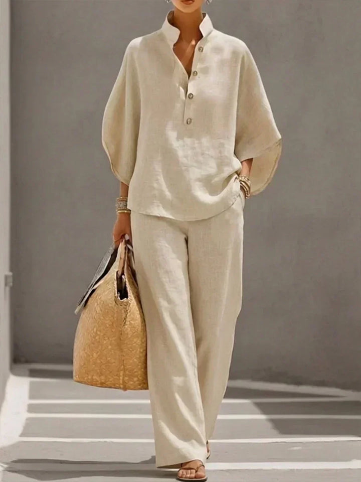 Maribel | Batwing Sleeve Set with Wide-Leg Pants