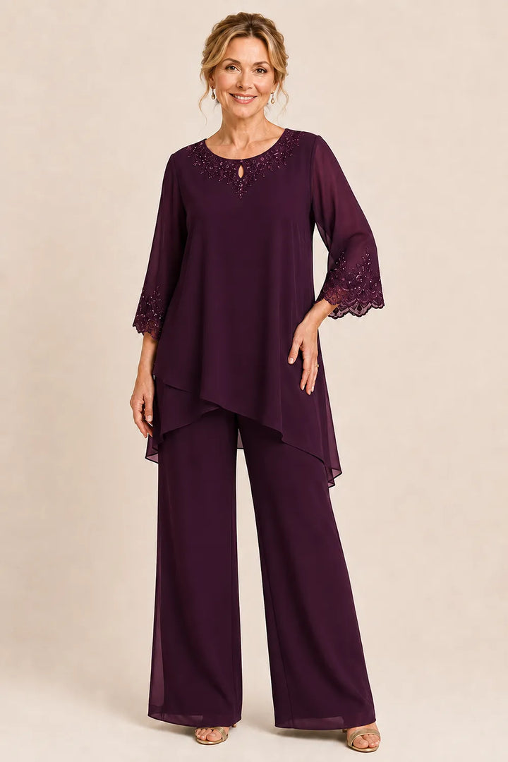 Graceful Embroidered Two Piece Formal Pant Set