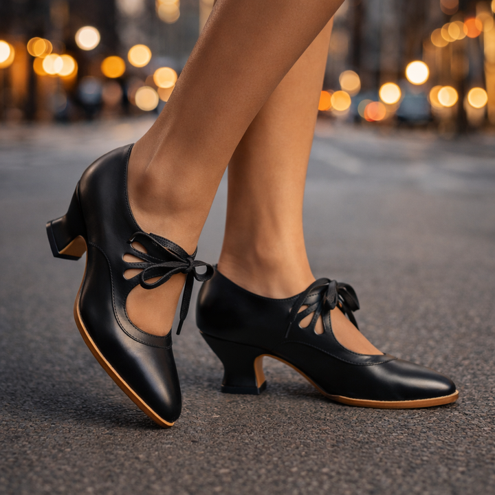 Talia™ Elegant Leather Lace Heels
