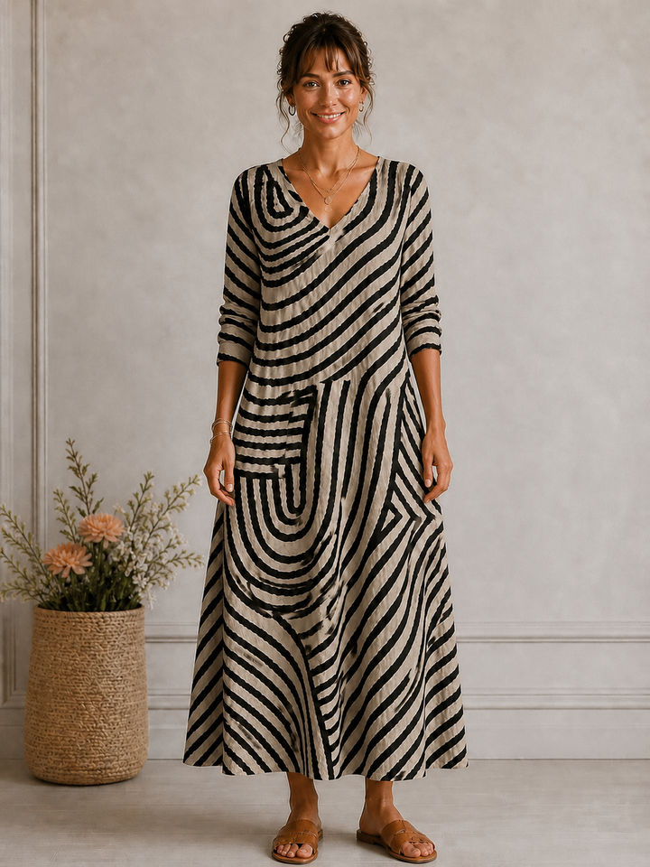 Grace Tummy-Skimming Wrap Stripe Dress - image 1