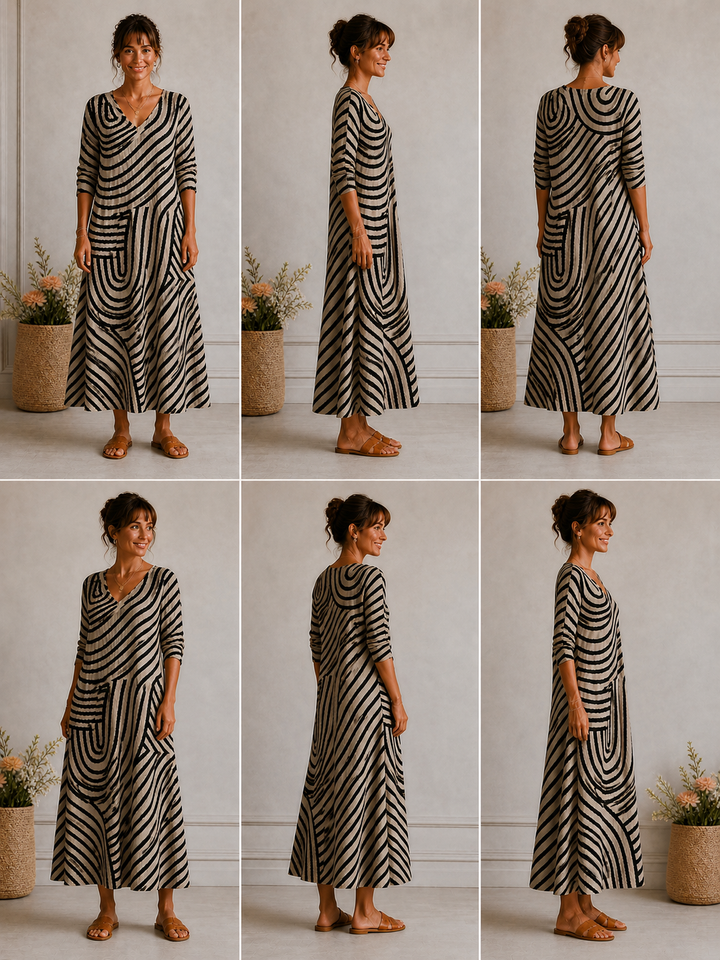 Grace Tummy-Skimming Wrap Stripe Dress - image 4