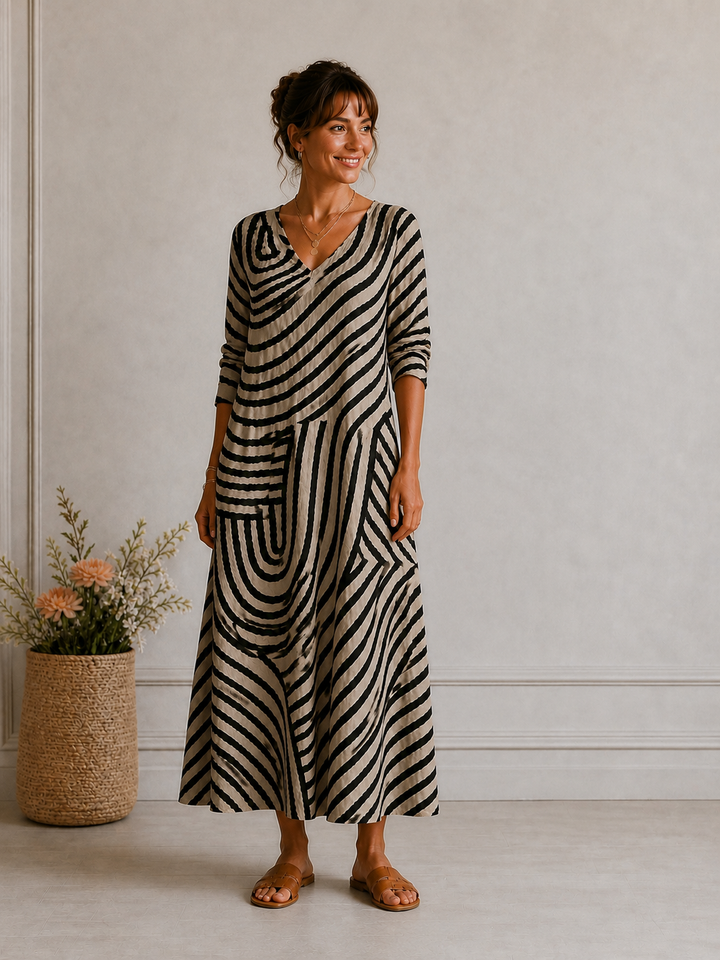 Grace Tummy-Skimming Wrap Stripe Dress - image 2