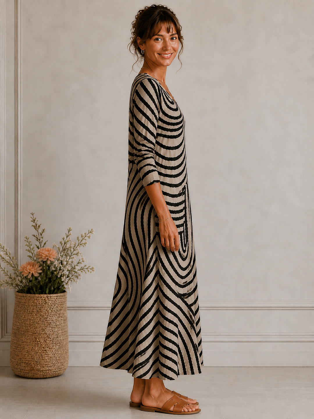 Grace Tummy-Skimming Wrap Stripe Dress - image 3